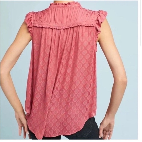 Anthropologie Maeve NWT Mauve Rose Ruffle Sleeveless Tank Top Size Medium - Picture 2 of 10